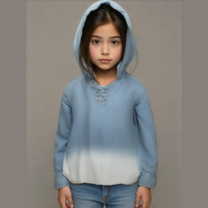 SO Girls Large Chambray Ombre Hooded Shirt